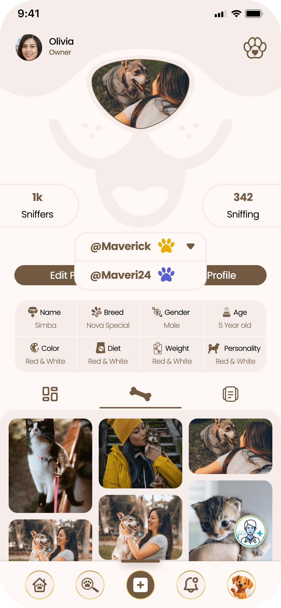Real Pet Profiles - Create detailed profiles for each pet - from Simba's Nova Special breed to Rocky's personality quirk...